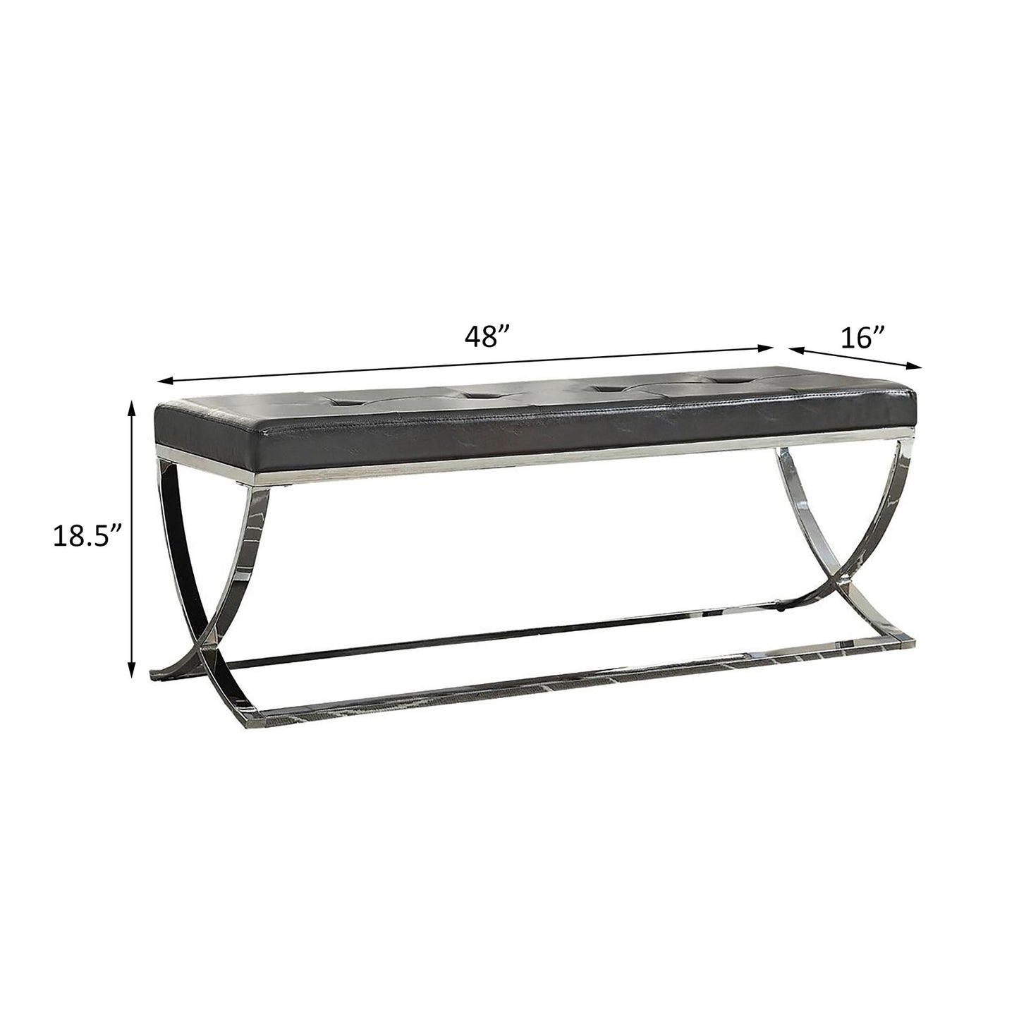 Curve Leg Bench With Upholstery - Black