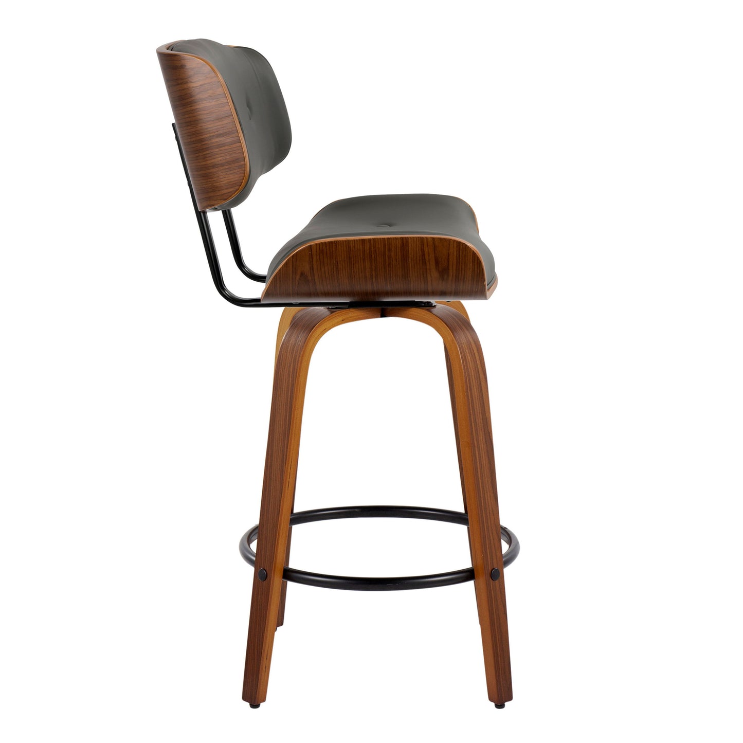 Lombardi - Mid-Century Modern Fixed Height Counter Stool With Swivel With Round Footrest (Set of 2)