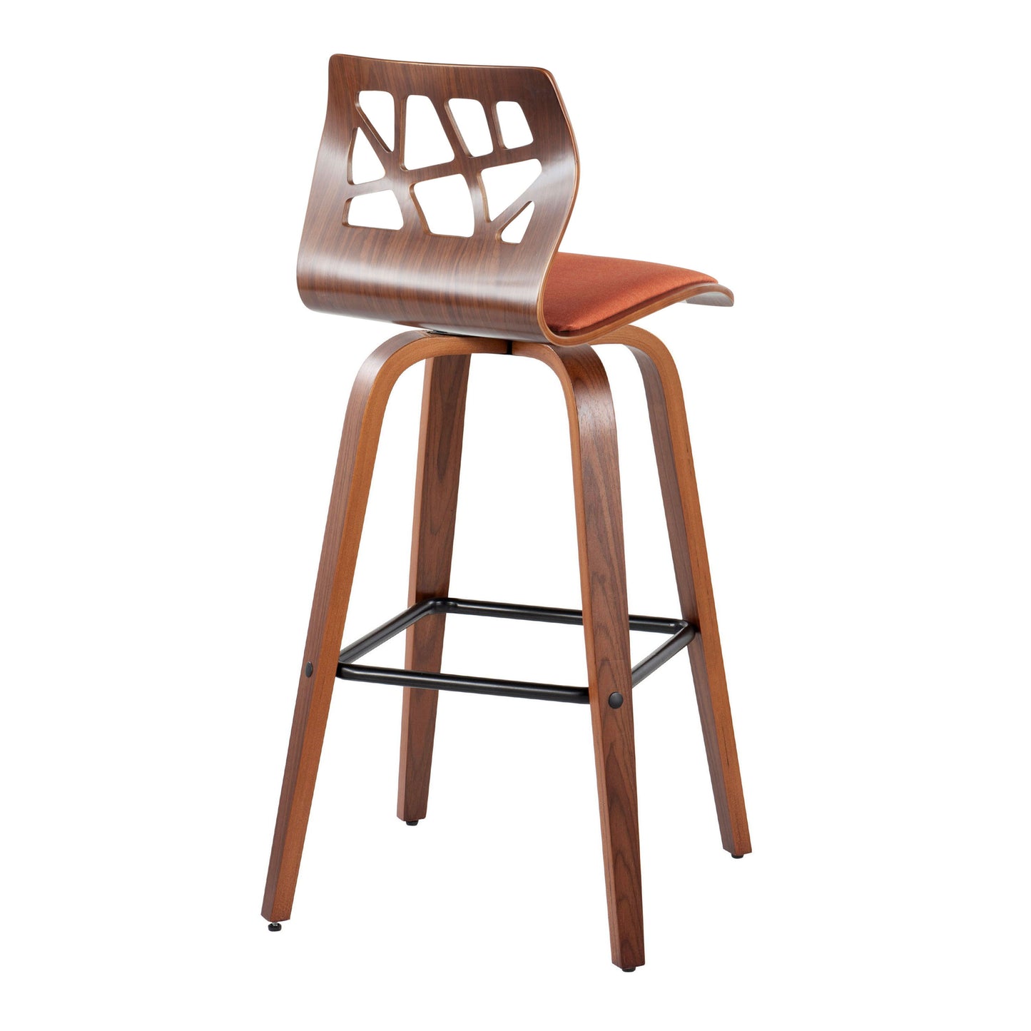 Folia - Mid Century Modern Fixed Height Barstool With Swivel With Square Footrest (Set of 2)