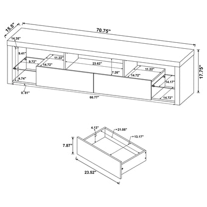 Lance - 2 Drawer TV Stand With Shelves - Gloss White