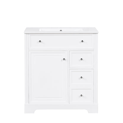 Bathroom Vanity With Sink Top, Cabinet With Door And 2 Drawers - White