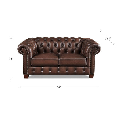 Versailles - Leather Loveseat - Caramel