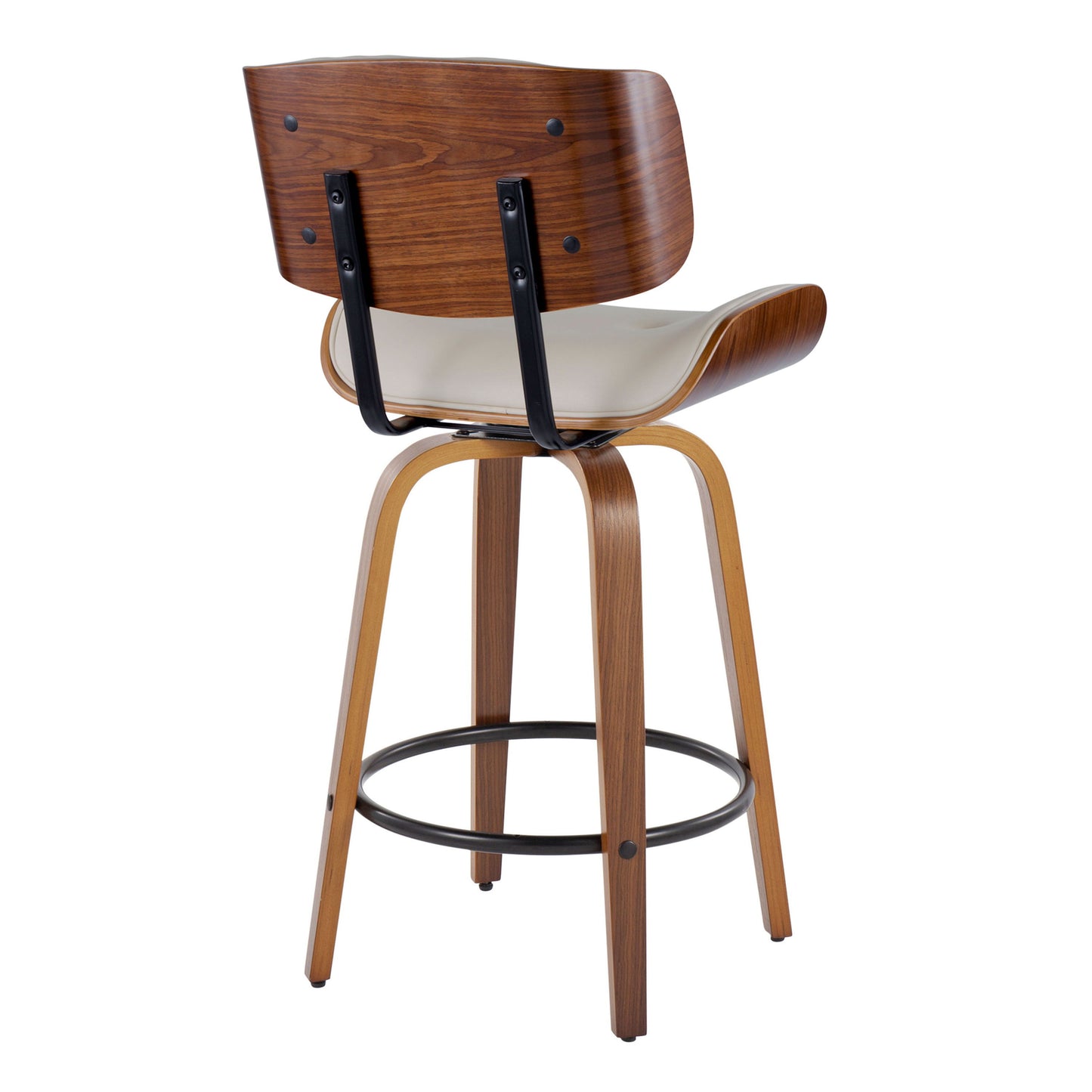 Lombardi - Mid-Century Modern Fixed Height Counter Stool With Swivel With Round Footrest (Set of 2)