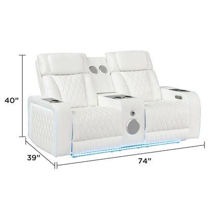 Electra - Power Reclining Loveseat With Power Headrests, Console, Speakers, Massage, LED Lighting And USB Control