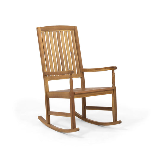 Muse - Outdoor Acacia Rocking Chair With Slat Design - Teak