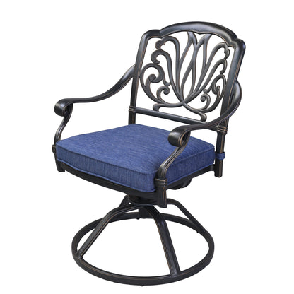 Patio Outdoor Aluminum Dining Swivel Rocker Chairs With Cushion (Set of 2)