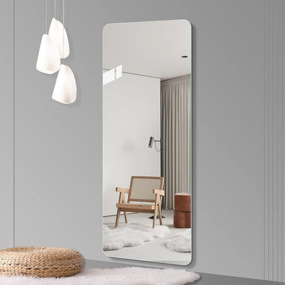 Full Body Round Corner Mirror For Living Room Bedroom Cloakroom Wall Hanging With Hanging Hole High Quality Mirror Explosion, Proof Glass - Clear