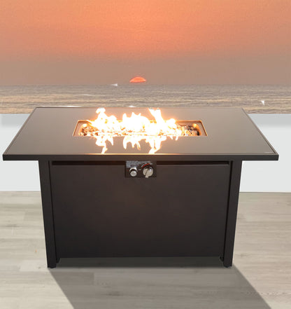 Outdoor Fire Pit Table With Lid - Black