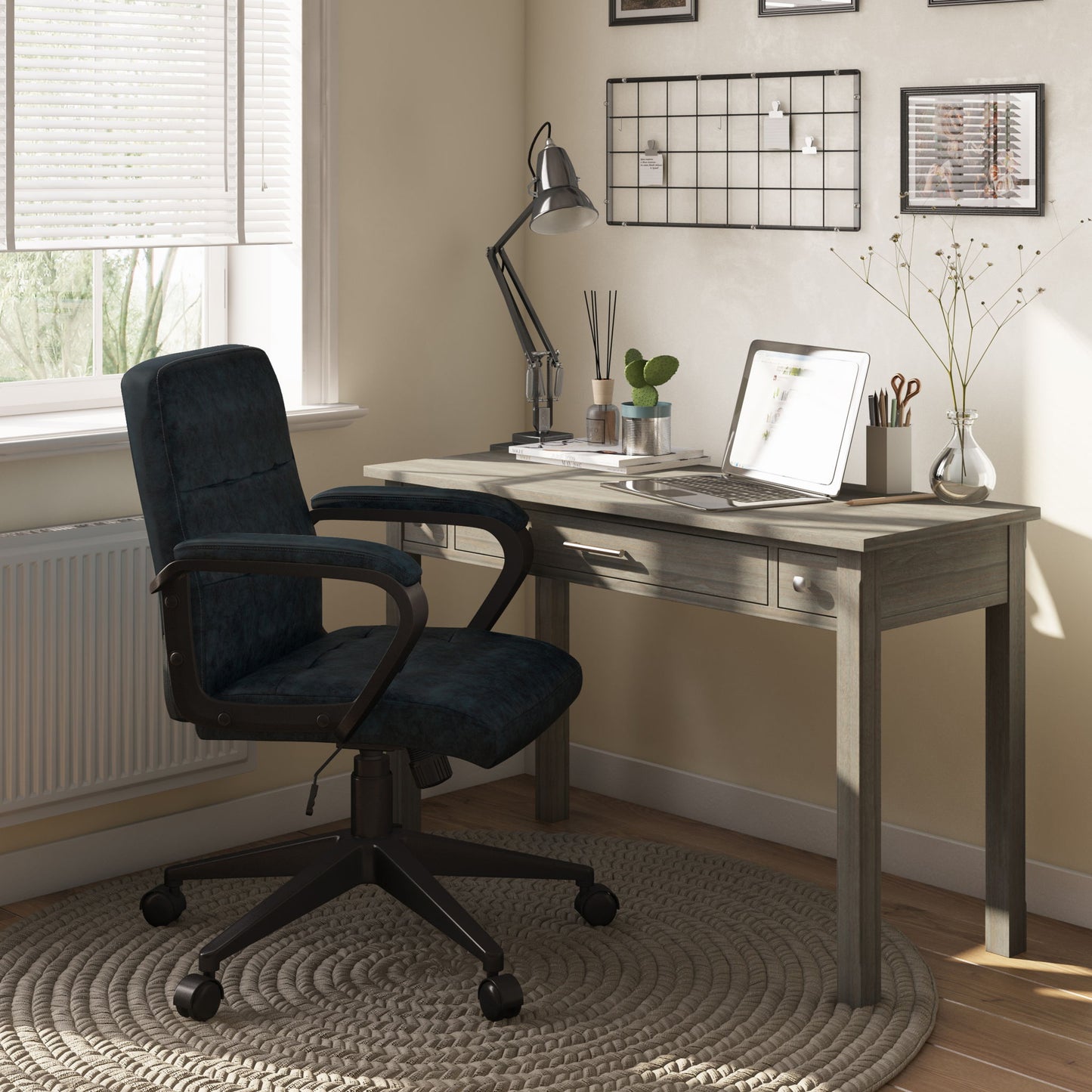 Brewer - Swivel Office Chair - Distressed Blue