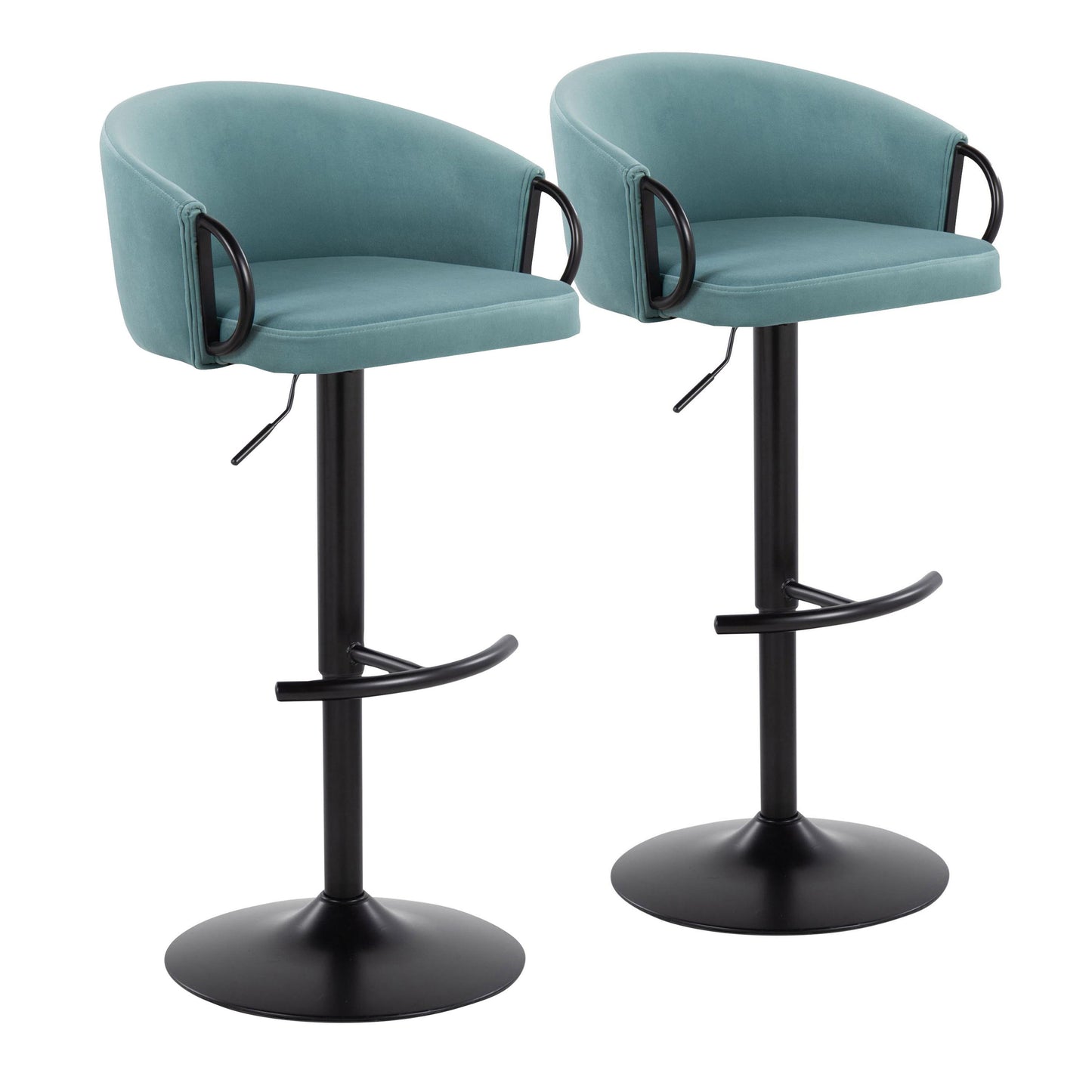 Claire - Contemporary Adjustable Barstool With Swivel With Rounded T Footrest (Set of 2)