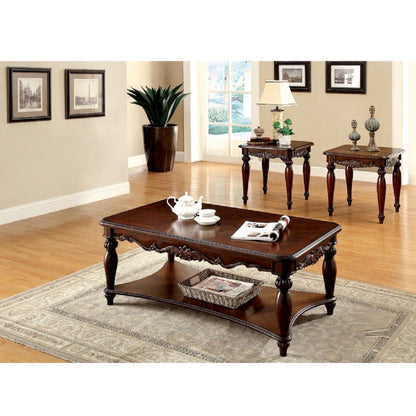 3 Piece Coffee Table With Open Shelf - Cherry