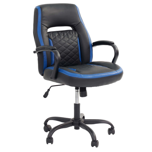 Ergonomic Office Chair With Armrests, Adjustable Design - Black / Blue