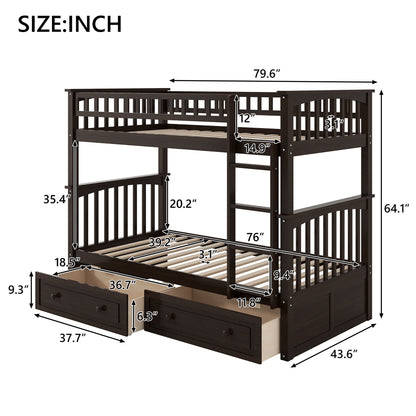 Bunk Bed With Drawers, Convertible Design