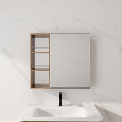 29.63" Wall Mounted Bathroom Cabinet With Adjustable Shelves - Imitative Oak
