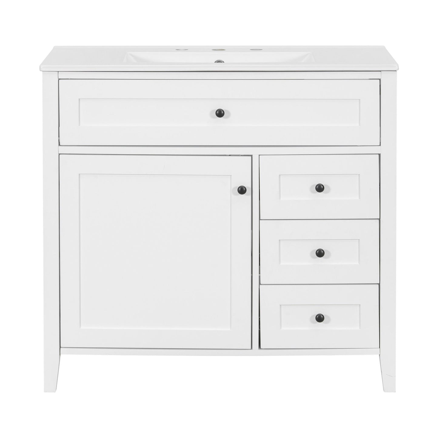 Bathroom Vanity With Sink, Cabinet With 3 Drawers And Adjustable Shelf