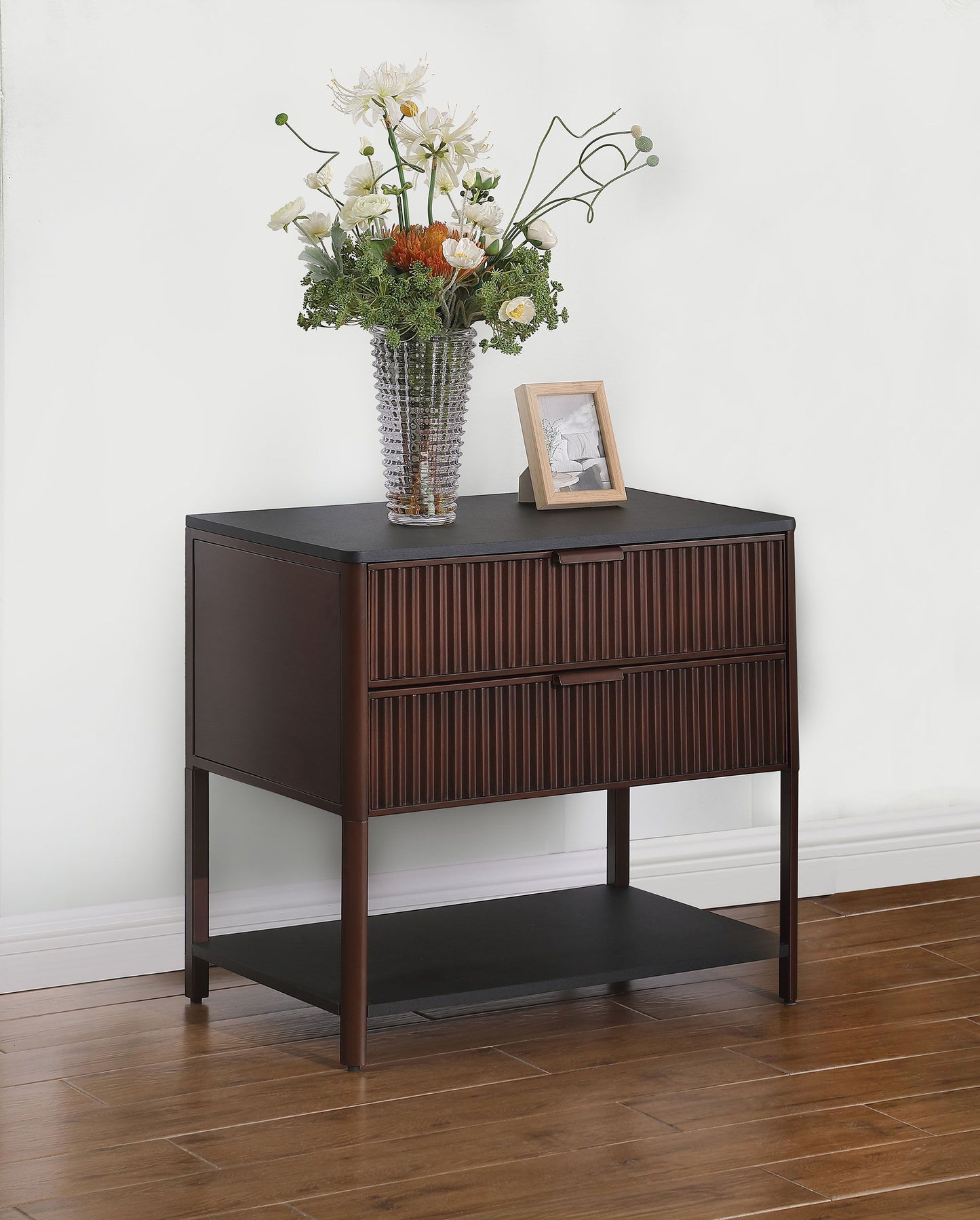 Zimmerlee - 2-Drawer Side Table with Shelf - Rust Brown