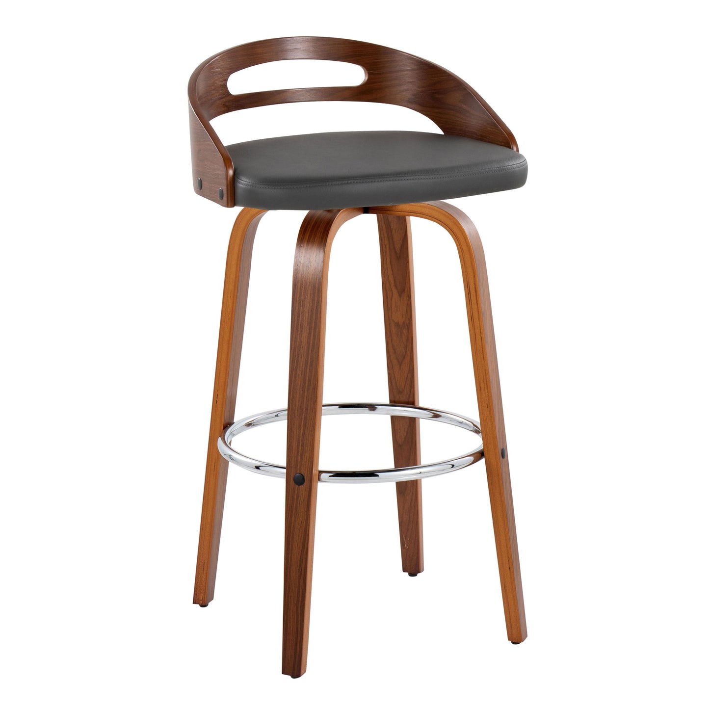 Cassis - Contemporary Fixed Height Barstool With Swivel With Round Footrest (Set of 2)