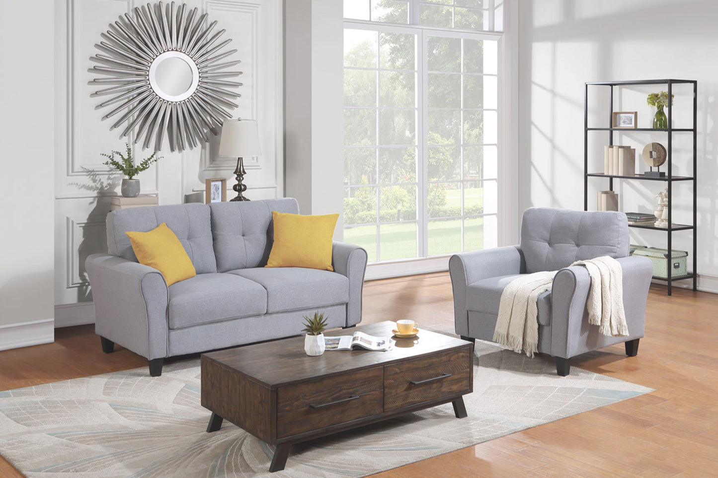 Modern Living Room Sofa Set Linen Upholstered Couch Furniture For Home Office