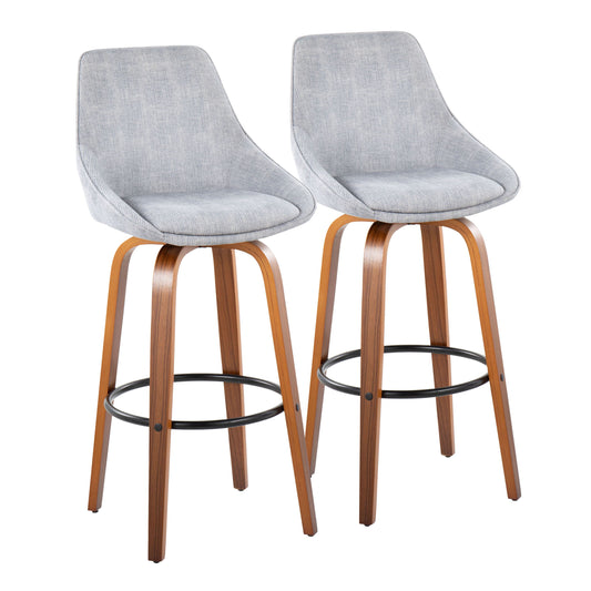 Diana - Contemporary Fixed Height, Barstool With Swivel With Round Footrest (Set of 2)