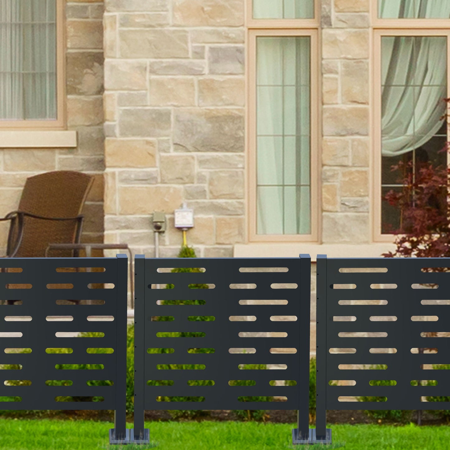 Air Conditioner Fence For Outdoor Units, Metal Privacy Fence Cover, Perfect To Conceal Air Conditioning Units, 3 Fence Panel