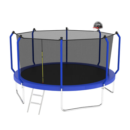 Trampoline With Basketball Hoop, Astm Approved Reinforced Type Outdoor Trampoline With Enclosure Net