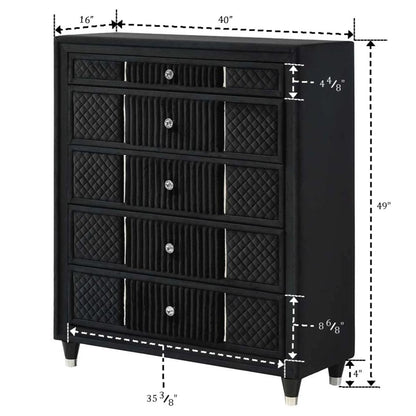 1 Piece Tall Chest Upholstery Textured - Black