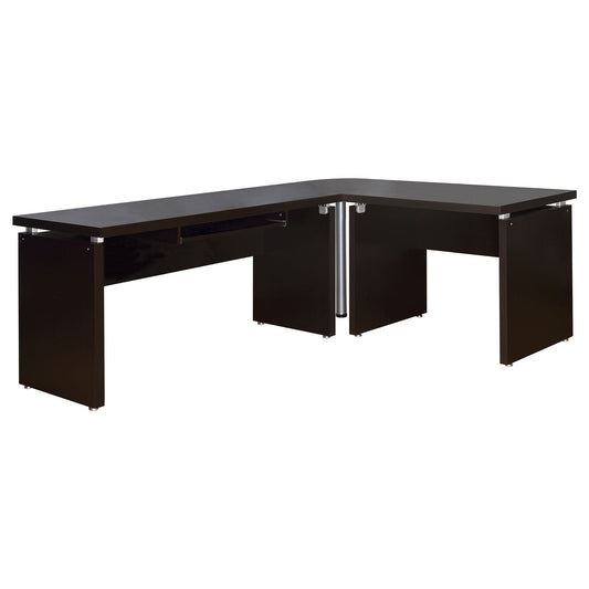 Ulloa - L Shaped Office Desk With Slide Out Keyboard Tray And Storage Drawers - Cappuccino
