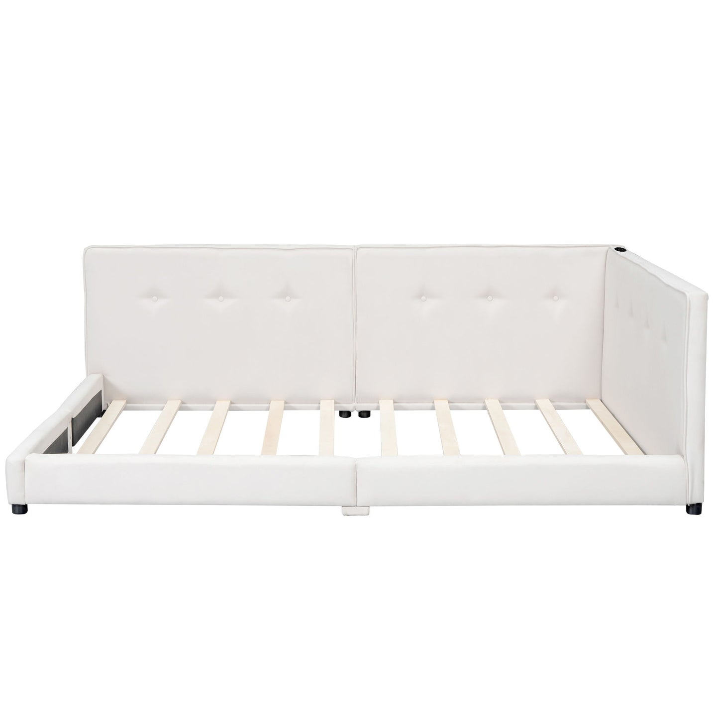 Modern Upholstered Platform Bed With USB Ports And LED Belt