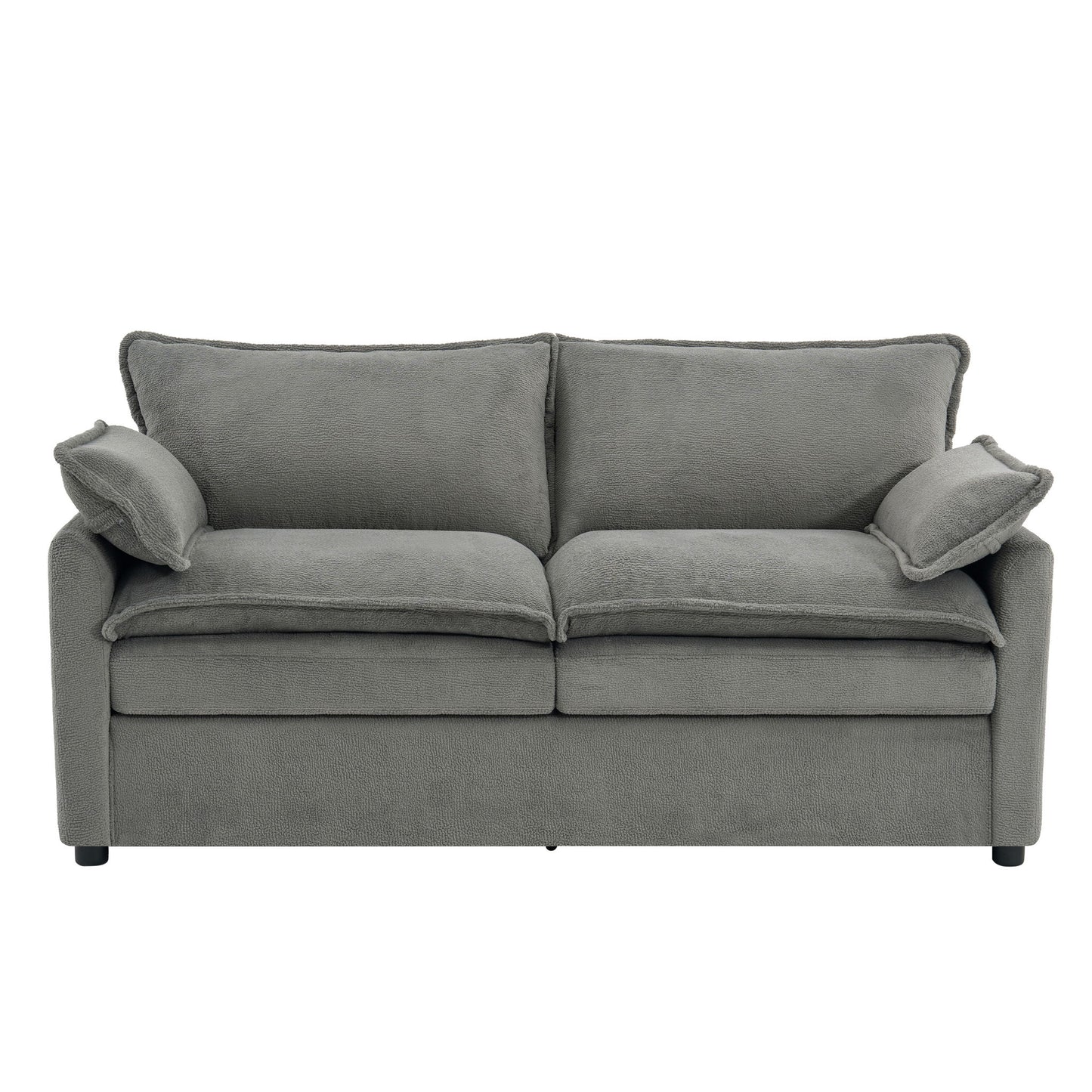 Modern Loveseat Sofa, Upholstered Couch With Side Storage Pockets