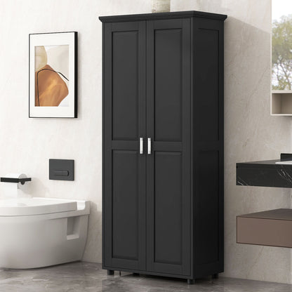 Storage Cabinet With Adjustable Shelves, 2 Doors, Rectangle Design For Bathroom