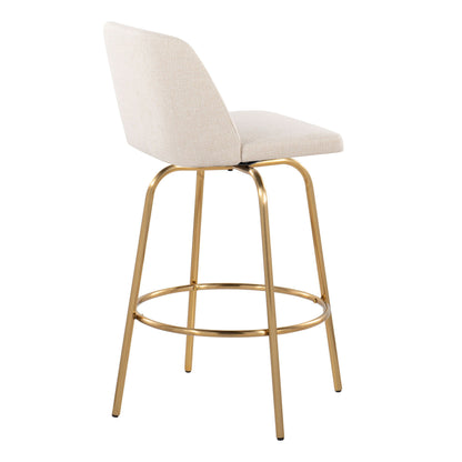 Toriano - Contemporary, Fixed Height Counter Stool With Swivel With Round Footrest (Set of 2)