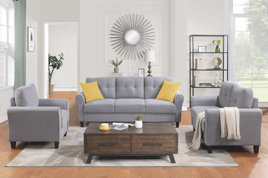 Modern Living Room Sofa Set Linen Upholstered Couch Furniture For Home Office