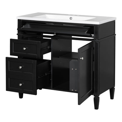 Bathroom Vanity With Top Sink, Storage Cabinet With 2 Drawers And Tip Out Drawer