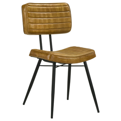 Tufted Side Chairs Upholstery And Tapered Legs (Set of 2) - Camel