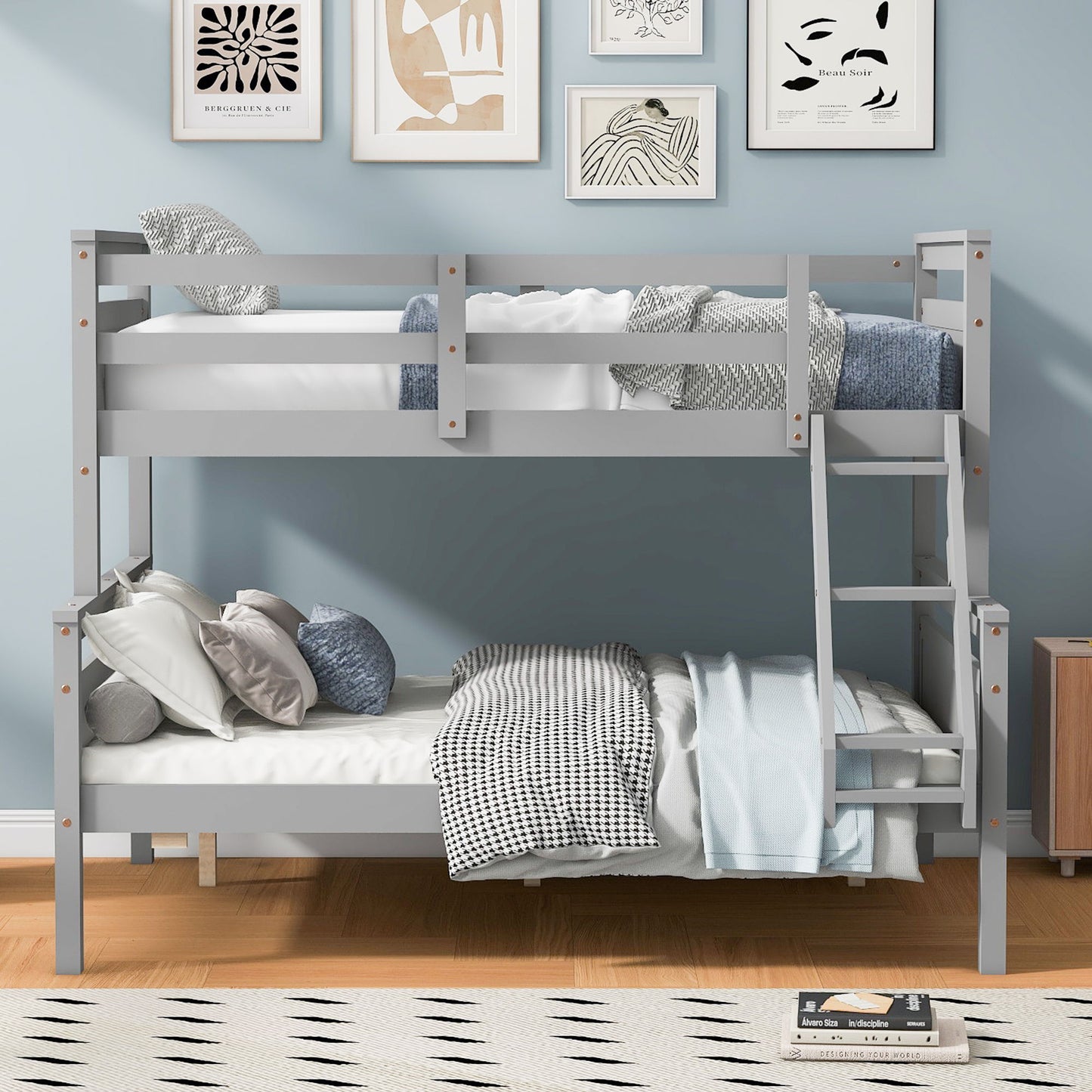 Bunk Bed With Ladder And Safety Guardrail