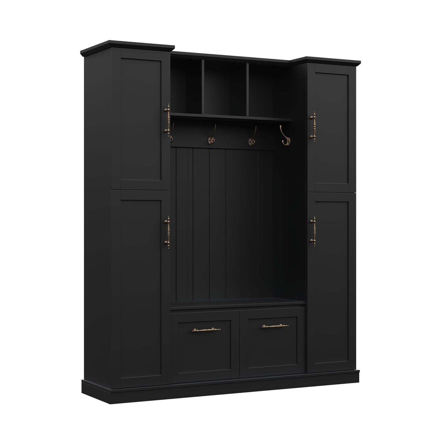 Hall Tree With 4 Side Cabinets