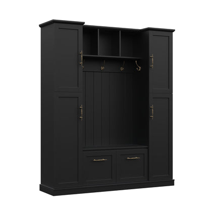 Hall Tree With 4 Side Cabinets