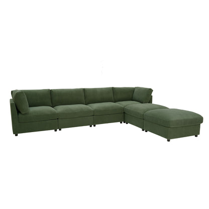 Reversible Modular Sectional With Custom Configuration And Premium Upholstery - Dark Green