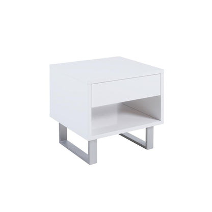 1 Drawer End Table With U-Shaped Legs - White
