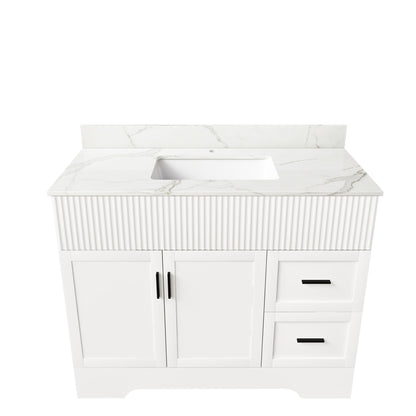 Bathroom Vanity Set, Fluted Cabinet, Soft Close Doors & Drawers - White