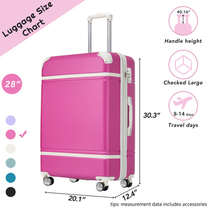 Hardshell Luggage With Tsa Lock, 28" Expandable Lightweight Suitcase With Spinner Wheels, Single Vintage Luggage