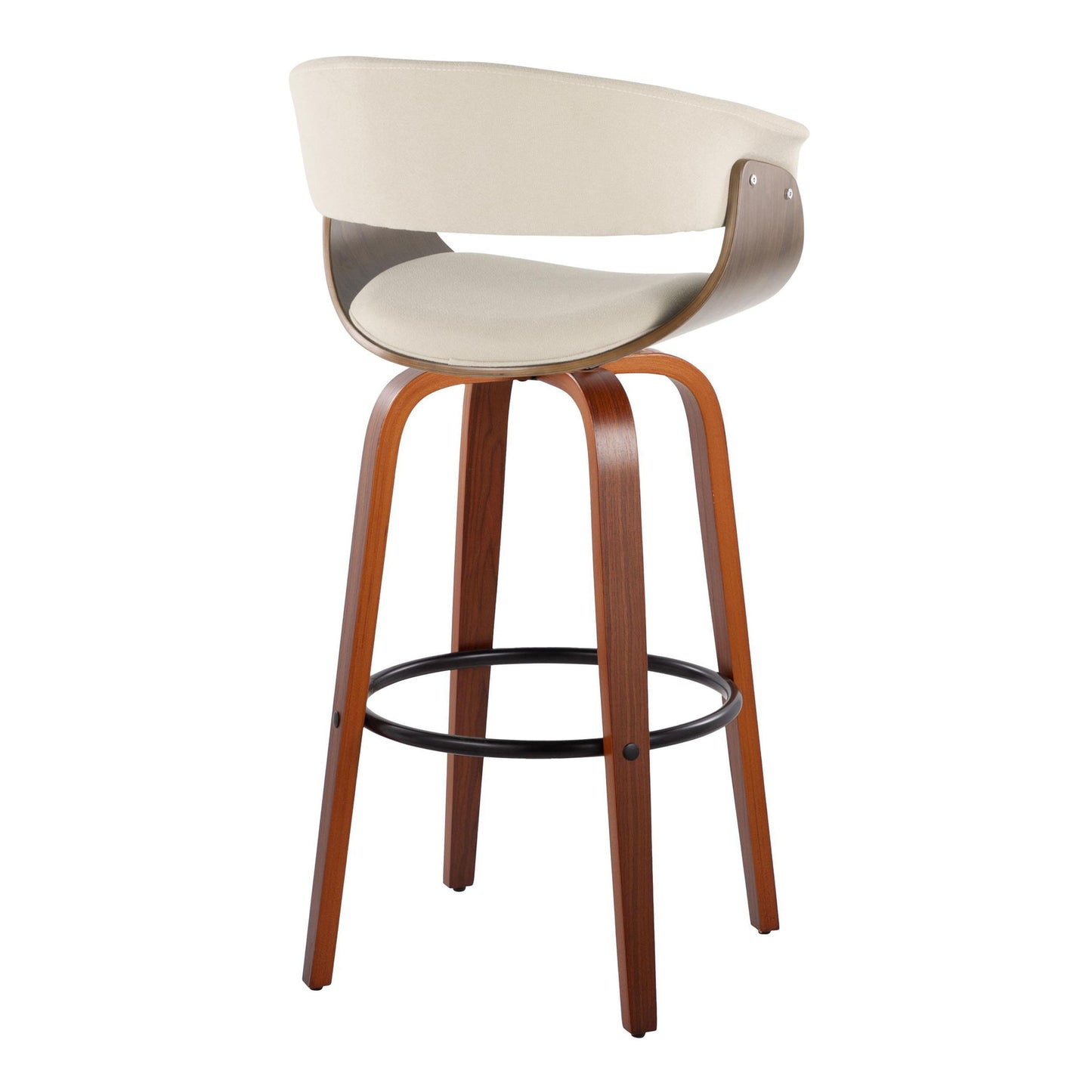 Vintage Mod - Mid Century Modern Fixed Height Barstool With Swivel & Round Footrest (Set of 2)