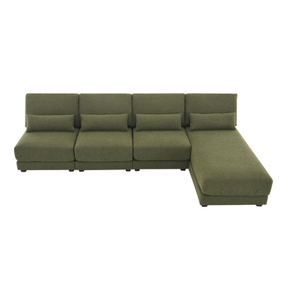 Oversized Deep Seat Sectional Sofa With Reversible Chaise, Loop Yarn Fabric 5-Seat Armless Indoor Furniture, Convertible L-Shaped Couch For Living Room, Apartment