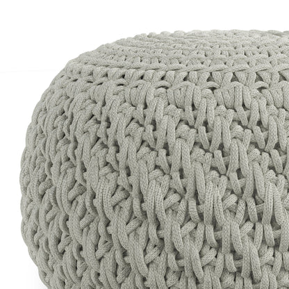 Nisi - Round Knitted Outdoor / Indoor Pouf - Light Gray