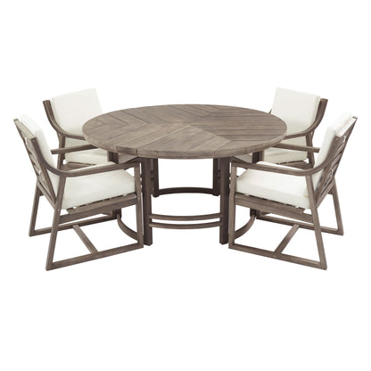 5 Piece Outdoor Dining Set, Patio Table And Chairs With Umbrella Hole