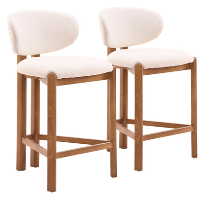 Rosetta - Counter Stool (Set of 2) - Beige / Walnut