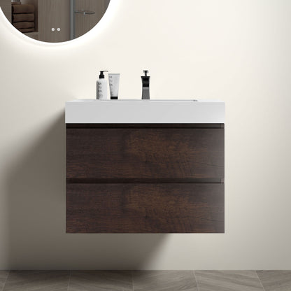 Alice - Bathroom Vanity Wall Mounted With Sink, Large Storage Floating Bathroom Vanity For Modern Bathroom, One-Piece Sink Basin Without Drain And Faucet