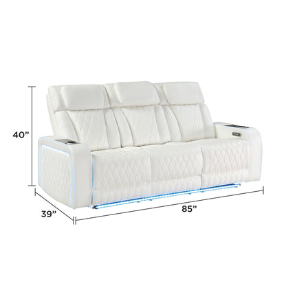 Electra - Power Reclining Sofa With Power Headrests, Drop Down Table, Reading Light, Massage, LED Lighting And USB Control