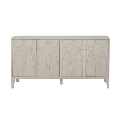 Wood Sideboard With Adjustable Shelves And Storage Cabinet - White Washed