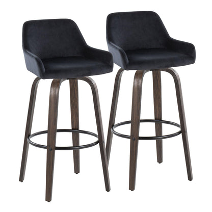 Daniella - Contemporary Fixed Height, Barstool With Swivel With Round Footrest (Set of 2)